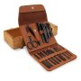 Lgcbo 16 Pieces Stainless Steel Manicure Set With Pu Leather Case 16 In 1 Professional Nail Clippers Set Grooming Kit Professional Pedicure Set Brown