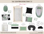 Cot Duvet Bedding Sage Green Monochrome Bunny Set