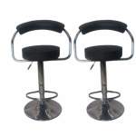 Smte CODE:319 Bar Stools With Backrest Set Of 2 Modern Design Black