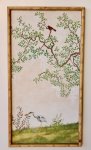 Pale Pink Chinoiserie Bird Tree Framed Picture 3X85X45CM