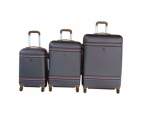 Smte Durable Abs 3-PIECE Luggage Set With Spinner Wheels & Lock Charcoal brown With Keychain