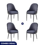 Set Of 4 Modern Grey Upholstered Dining Chairs