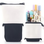 Friinder Telescopic Pencil Bag Pen Holder Stationery Case Pu Corduroy Stand-up Retractable Transformer Bag Colorful Organizer Gr