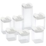 7 Piece - White Clip Seal Lid Food Storage Containers - Transparent