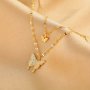 Double-Layer Alloy Necklace With Butterfly Pendant Perfect Gift For Girlfriend