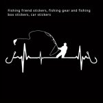 Fishing Friend Sticker Heartbeat Fishing Car Sticker Fishing Motorcycle Sticker Reflective Window Glass Sticker Fishing Box Stic