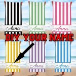 1PC Custom Name Beach Towel Stripe Patternbeach Blanket Super Absorbent Quick Drying Swimming Towel Perfect For Beach Swimming O