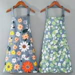 1PC Oil-proof And Waterproof Apron Floral Print Apron For Gardening & Cooking Adjustable Blue Cotton Waterproof Easy To Clean Ki