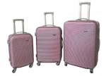 Smte 3 Piece Hard Outer Shell Luggage Set Dark Pink With Keychain