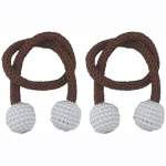 Smte Magnetic Curtain Rope Tieback With Pearl End Brown Qty 2 With Keychain