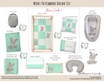 Cot Duvet Bedding Mint Patchwork Rhino Set