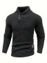 Men's Casual Waffle Pattern High Stretch Sweater Chic Mature Pullover Sweater For Fall Winter