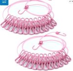 Elastic Clothesline With Clips Windproof Travel Laundry Line