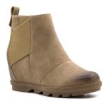Athlefit Women's Wedge Boots Comfortable Ankle Wedge Booties With Zipper Khaki Us 9