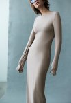 Jersey Bodycon Maxi Dress - Beige