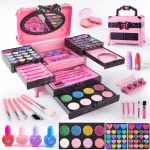 Gorispi Kids Makeup Sets For Girls 66PCS Real Cosmetic For Kids Toys With Mirror Princess Washable Girls Makeup Kit Non-toxic &
