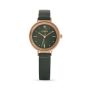 Ladies Rose Plated And Green Leather Watch