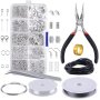 900PCS Jewelry Making Starter Kit Earrings Necklace Findings Diy Beads Plier Tools Set Jewelry Repair Tool Set Jewelry Accessories Suitable For Adults And Beginners