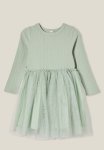 Cotton On Nova Long Sleeve Dress Up Dress - Stone Green