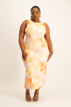 Lira Panel Detail Tie Dye Dress - Peach Sunset - XXL