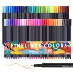 Art Fineliner Colored Pens 60 Colors 0.4MM Fine Point Pens For Coloring Drawing Detailing Writing Note Taking Calendar And Journ