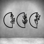 3 Piece Flowers In Half Circles - Rust Coat L 1000 X H 430MM
