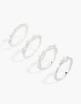 Silver Plated Cubic Zirconia Winding Stacking Rings 4-PACK - M l