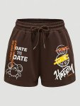 Letter Print Drawstring Shorts Casual Shorts For Spring & Summer Women's Clothing