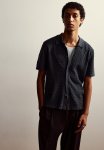 Regular Fit Textured-knit Shirt - Dark Grey