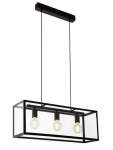 Charterhouse 3 Light Pendant Black Metal With Glass
