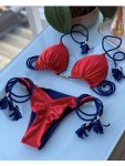 Triangle Halter Neck Bikini Sets V Neck Tie Back Tie Side Backless High Cut Two Pieces Swimsuit Women's Swimwear & Clothing Koni