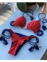 Triangle Halter Neck Bikini Sets V Neck Tie Back Tie Side Backless High Cut Two Pieces Swimsuit Women's Swimwear & Clothing Koningsdag/King's Day