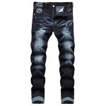 Junbaoss Men's Slim Fit Stretch Jeans Ripped Skinny Jeans For Men Distressed Straight Leg Fashion Comfort Flex Waist Pants