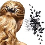 Pagow Black Teardrop Hair Comb Vintage Rhinestone Crystal Onyx Small Headpiece Bridal Side Combs Handband Accessories For Women