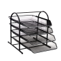 Desk Organizer 4 Tier Metal File Rack With Sliding Tray Black