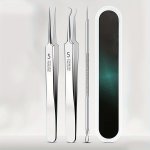 Stainless Steel Blackhead & Blemish Remover Set - Unscented Acne Extraction Tools For Face & Nose Normal Skin Type - Professiona