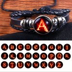 Adjustable Fire Letter Black Pu Leather Braided Bracelet Adjustable Anniversary Birthday Gift For Boyfriend Dad Husband