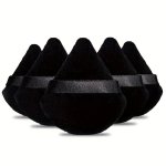 5PCS Soft Triangle Powder Puffs For Loose Powder Mineral Powder Body Powder Velour Cosmetic Foundation Sponges - Nude And Black