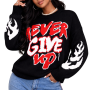 Ladies Never Give Up Graphic Knit Sweater