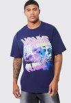 Oversized Racing Graphic T-Shirt - Navy