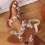 Women's Elegant Butterfly Sandals Elastic Ankle Strap Lightweight Flat Vacation Shoes PVC Summer Beach Shoes