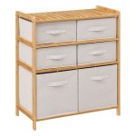 White Bamboo Chest Of Drawers 6 Drawers 78.5X66X33CM