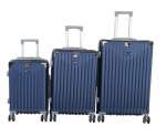 Smte Durable Abs 3 Piece Luggage Set Navy Blue With Spinner Wheels & Combo Lock With Keychain