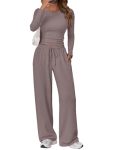 Trendy Queen Womens Two 2 Piece Matching Lounge Sets 2025 Early Fall Fashion Must Haves Y2K Workout Gym Clothes Comfy Airport Tr