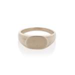 Oval Signet Ring In White Gold - XL Polished