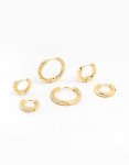 Goldair Gold Plated Diamante Huggie Earrings
