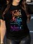 Letter & Butterfly Print Crew Neck T-shirt Casual Short Sleeve Top For Spring & Summer Women's Clothing