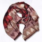 Multi Heart Striped Scarf - Burgundy Free