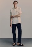 Regular Fit Waffled Polo Shirt - Cream