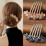 1PC Fashionable Rhinestone Butterfly Hair Comb Metal Non-slip Headwear
